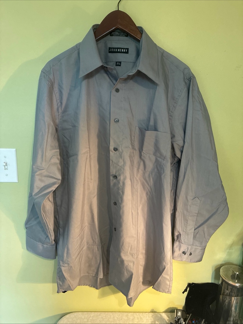 John Henry Men's Light Gray Long-Sleeve Dress Shirt 16 1/2  32/33